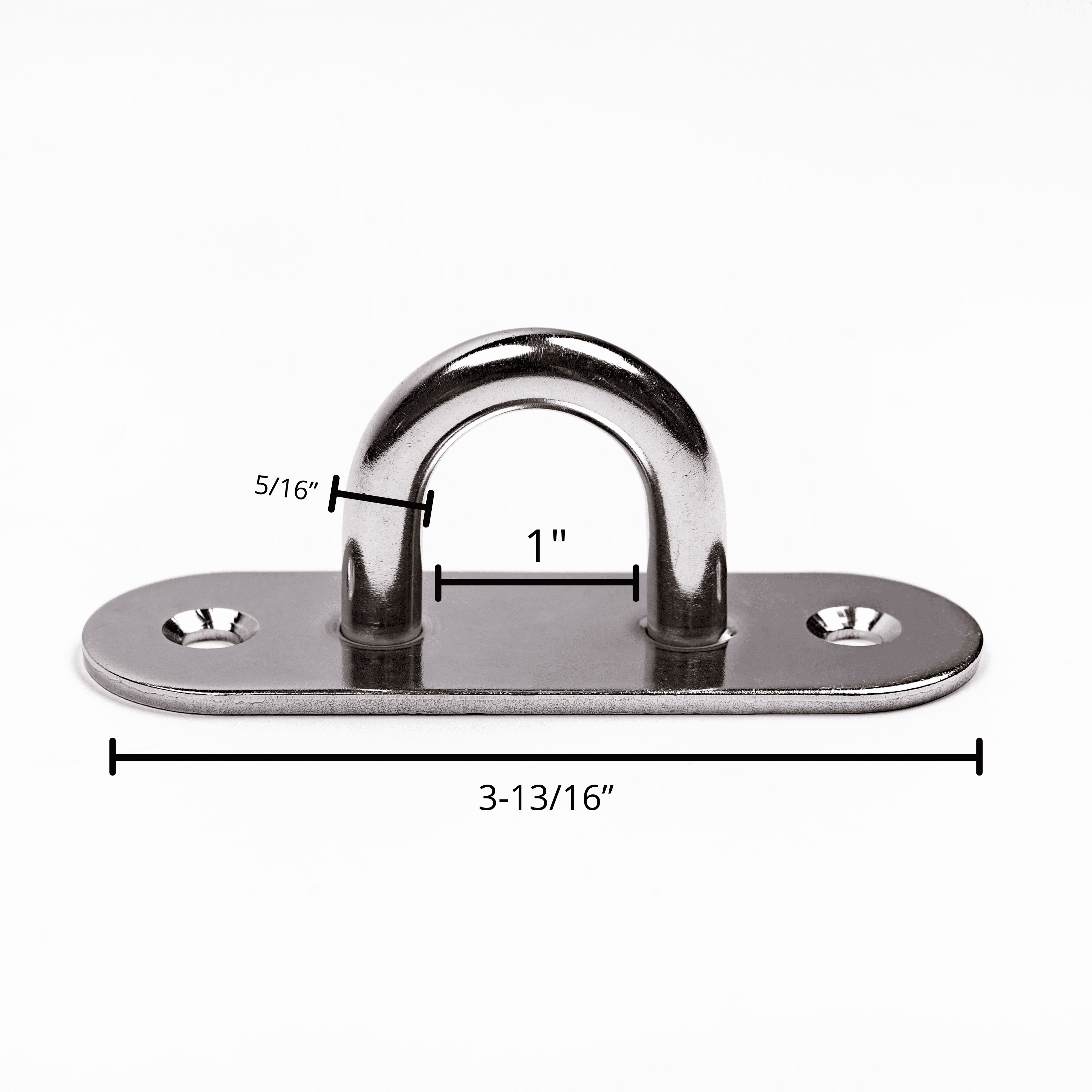 4KOR Fitness Wall Mount Anchor, stainless steel U-loop mounting bracket with two screw holes, plate measures 3-13/16 in long, loop 1 in wide