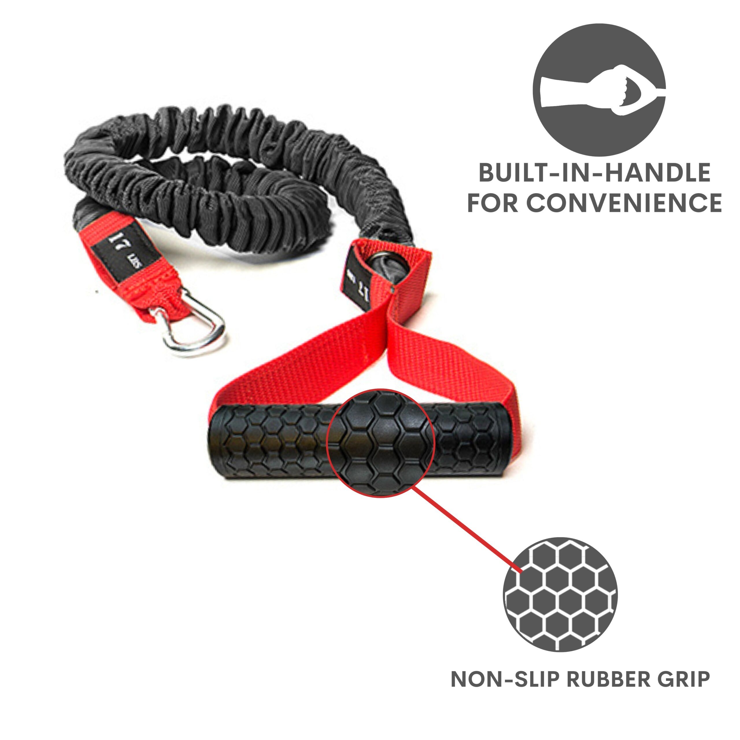 4KOR 17 lb Resistance Cord with built-in non-slip rubber grip handle, product detail
