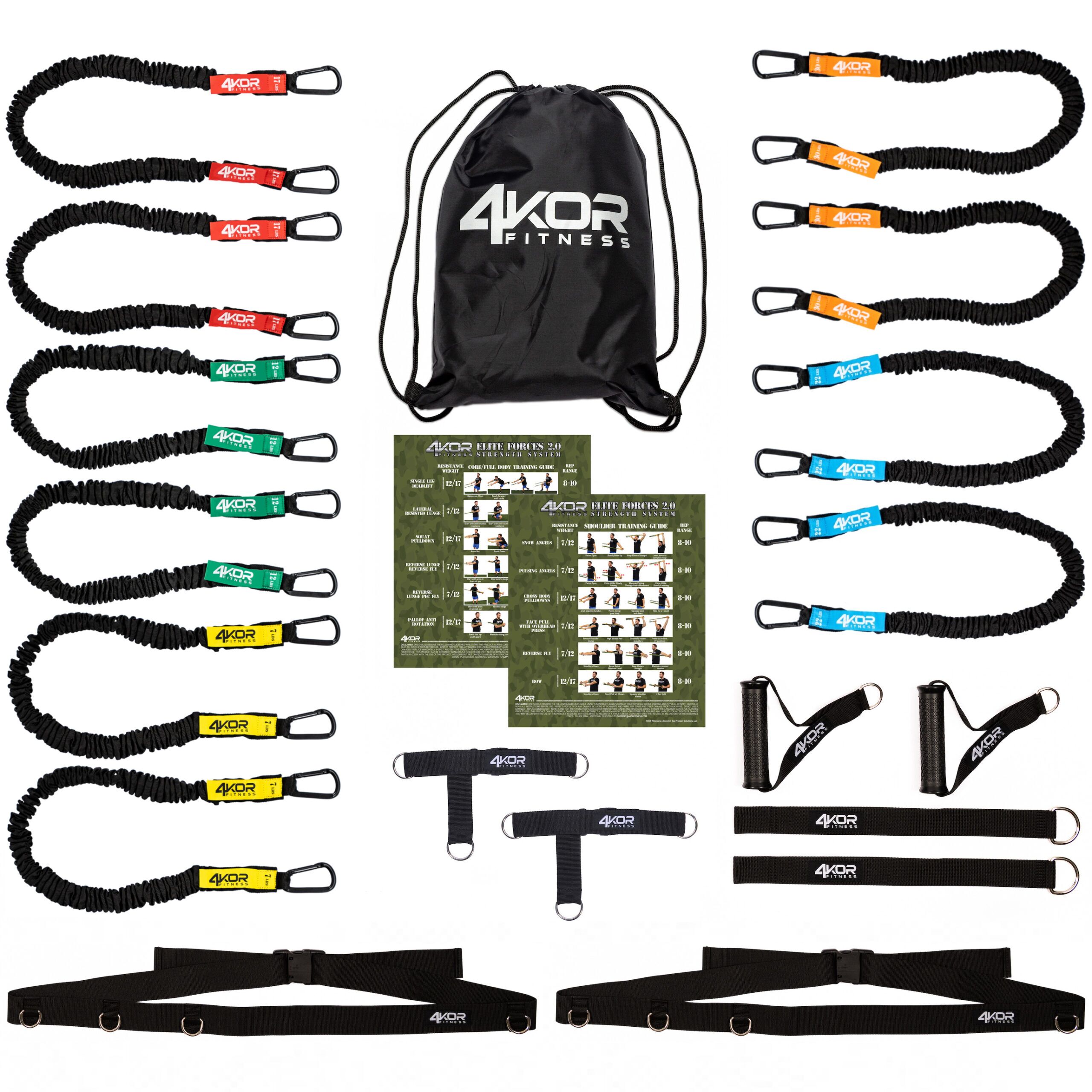 4KOR 5-Level Heavy Duty Deluxe Resistance Cord System