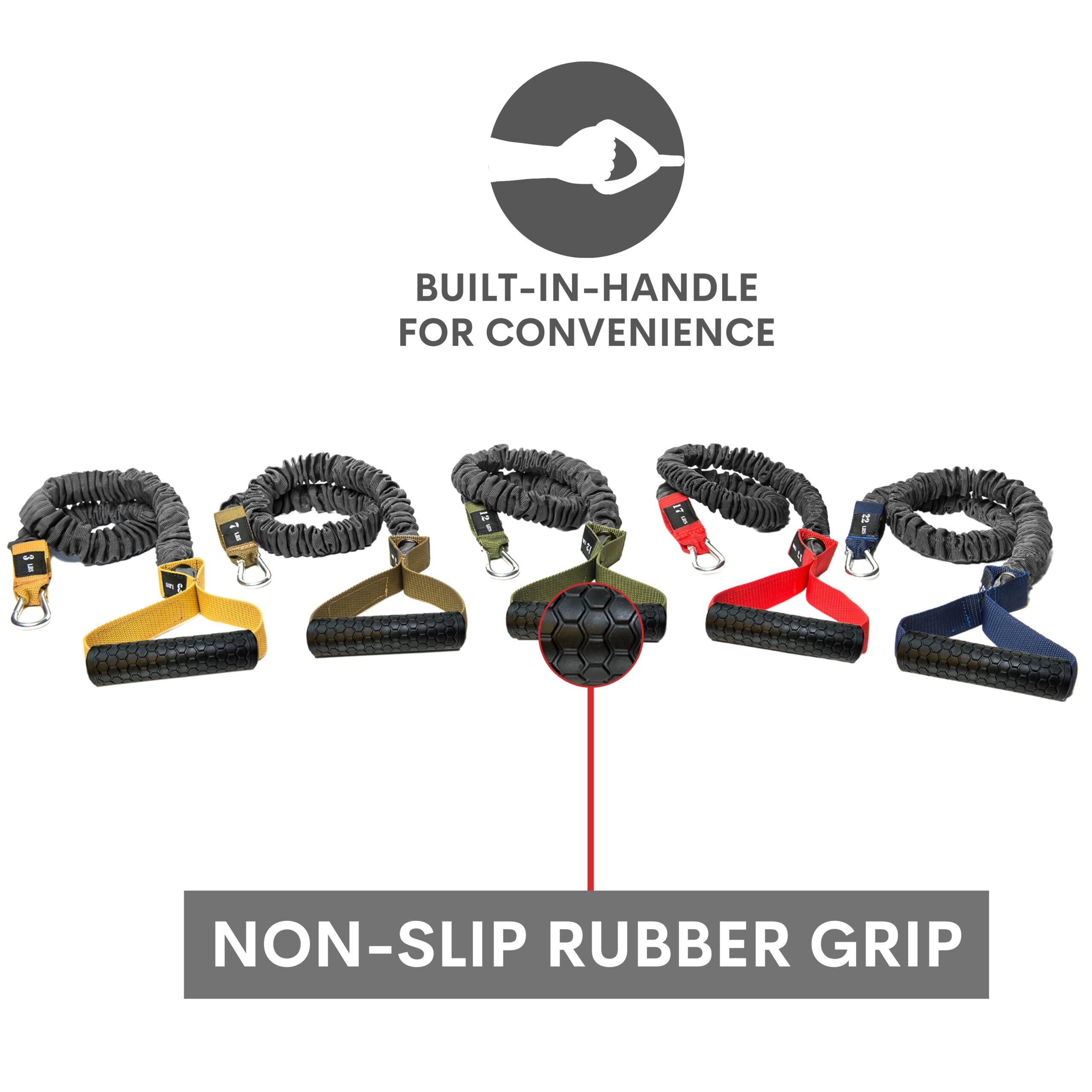 4KOR 5-Level Resistance Cord set with rubber grip handles
