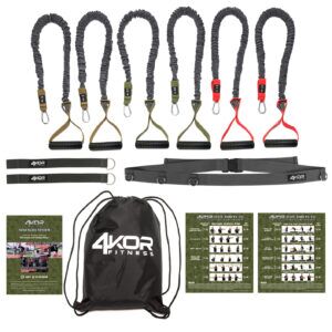Resistance Cord Strength System For Shoulder Core 3 or 5 Level Resistance Band Sets 4KOR Fitness