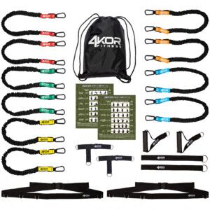 Deluxe Resistance Cord Strength System For Shoulder Core 3 or 5 Level Stackable Resistance Band Set 4KOR Fitness