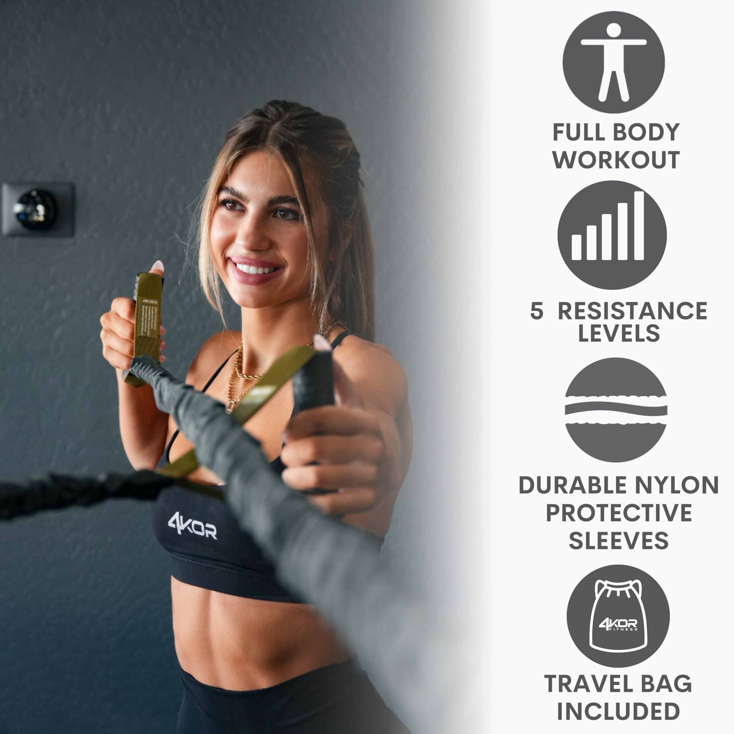 Athlete performing exercise with 4KOR 5-Level Resistance Cord set